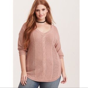 Torrid “Lurex” Cable Knit V-Neck Sweater